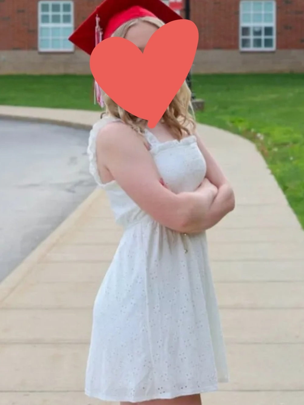 Three Hearts White Eyelet Mini Dress